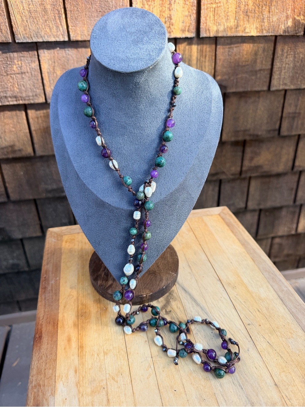 Lasso Necklace - African Turquoise, Amethyst